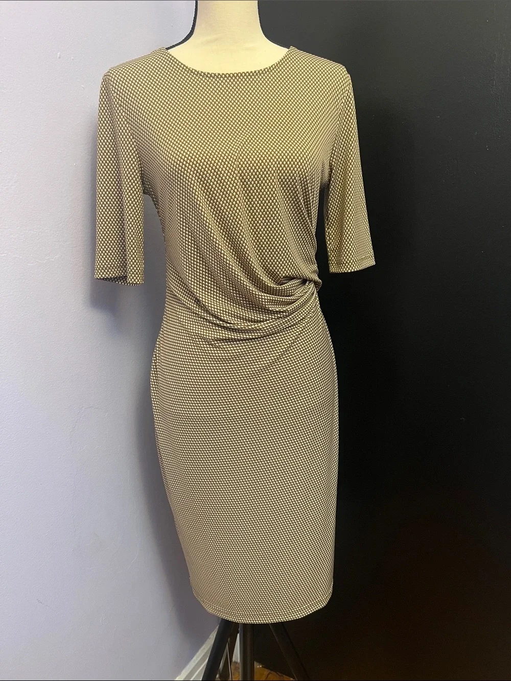 Banana Republic Beige Olive Pink Twist-Detail Midi Dress - Picture 5 of 6